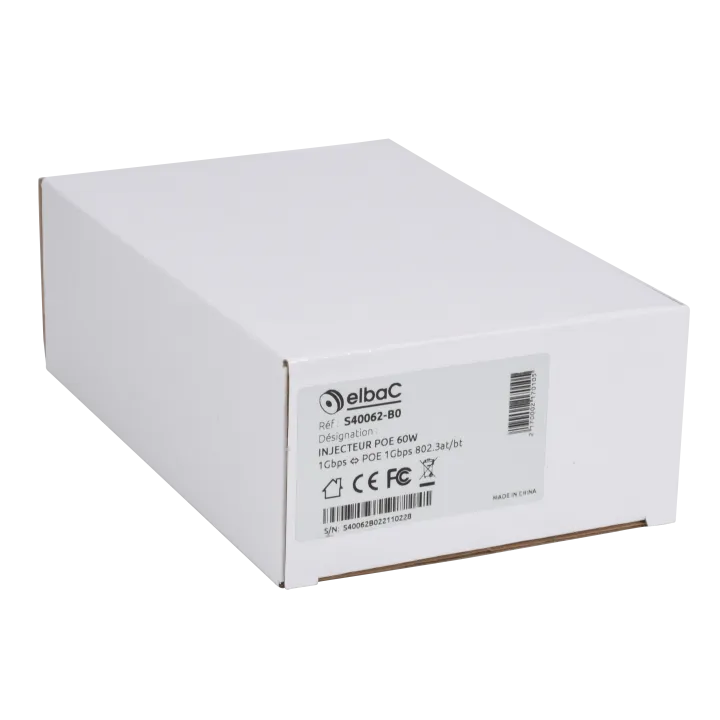 Injecteur Poe 802.3Bt 60W 1Gbps Boîte 1 Pc