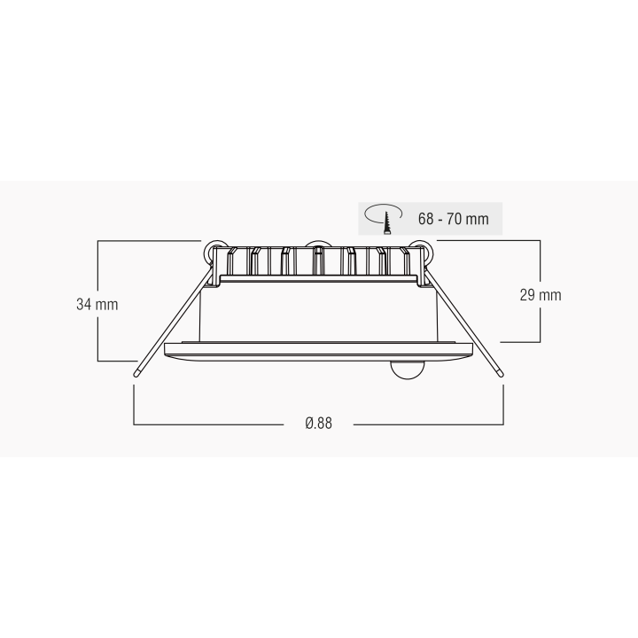 Downlight HORACE, 6W, CCT, encastré. Ø68mm,IP65,blanc,sensor PIR