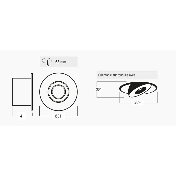 Plafonnier Downlight Edgar 6W 2.5 Ip65 Orientable Cct Changing - Blanc