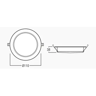 Plafonnier Downlight Horu 10W 3'S'S Cct Ip54 Blanc Cut-Out 90-95Mm