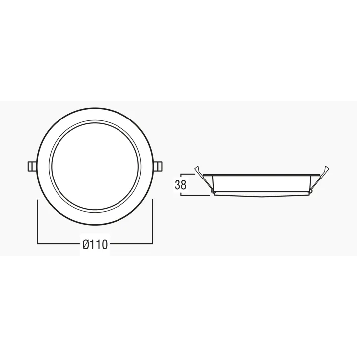 Plafonnier Downlight Horu 10W 3'S'S Cct Ip54 Blanc Cut-Out 90-95Mm