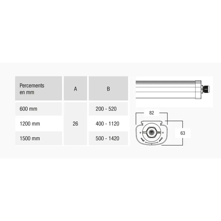 Etanche OSLO 36W, 130 lm/W, 1200 mm, câble trav, 4000K, sensor HF 