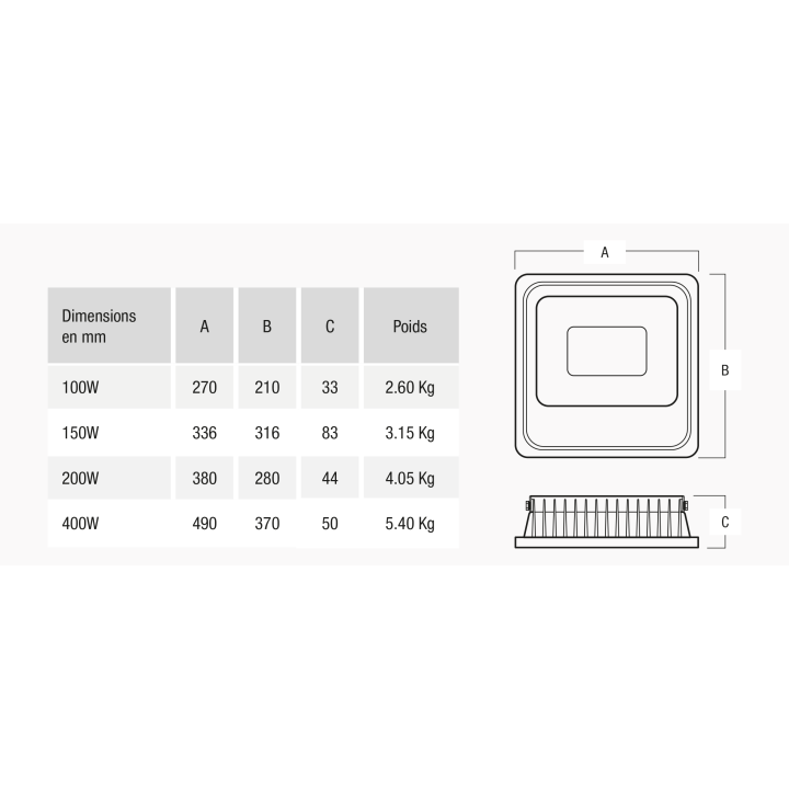 Projecteur NEW YORK, 100 watts, blanc naturel 4000K