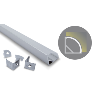 Profilé Alum D'Angle, 2000Mm, Diffuseur Opale, Pour Ruban 10Mm