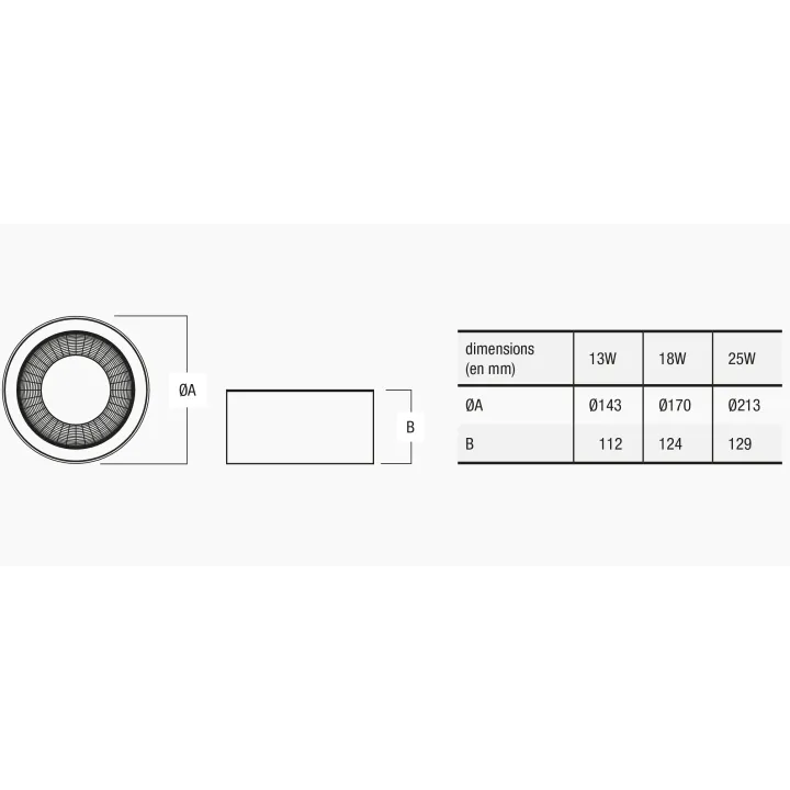 Speqtris Plafonnier Downlight Sunset 13W Cct Changing Noir