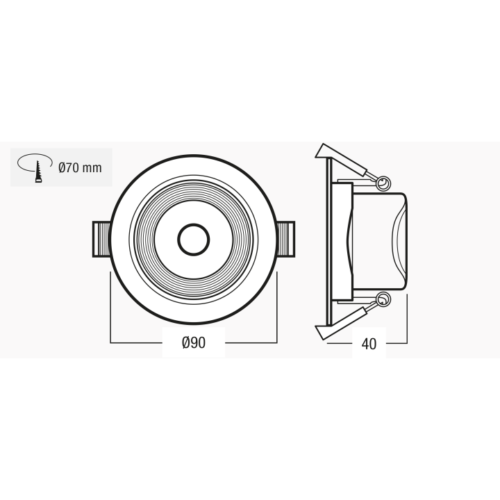 Spot HARMONY CCT,7 watts,dim.Triac,encas.Ø70mm,blanc dynamique(D
