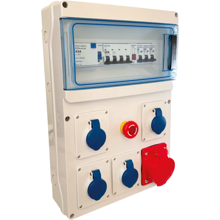 Coffret Chantier 4Pc 16A 1P+N 230V + 1Pc 32A 3P+N+T 400V Cei309