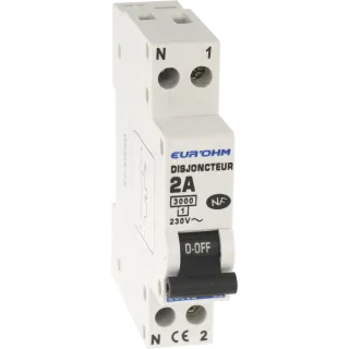 Disjoncteur 1P+N 2A Nf, Cx Vi Haut/Ba 3 Ka D