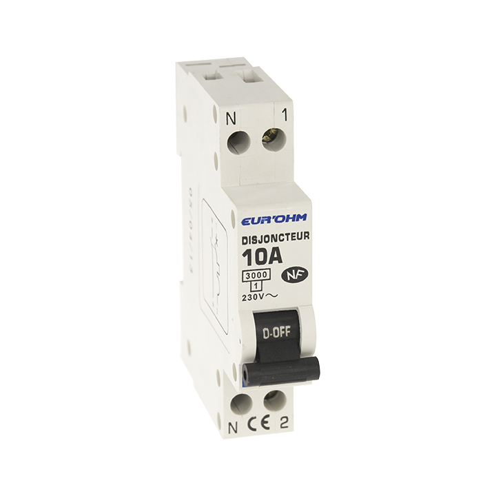 Disjoncteur 1P+N 10A Nf Courbe C Connexion Vis Haut/Bas 3Ka