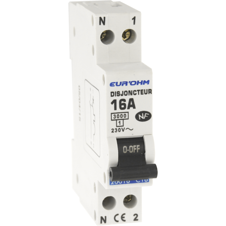 Disjoncteur 1P+N 16A NF, CX vis Haut/Bas 3 KA (D)