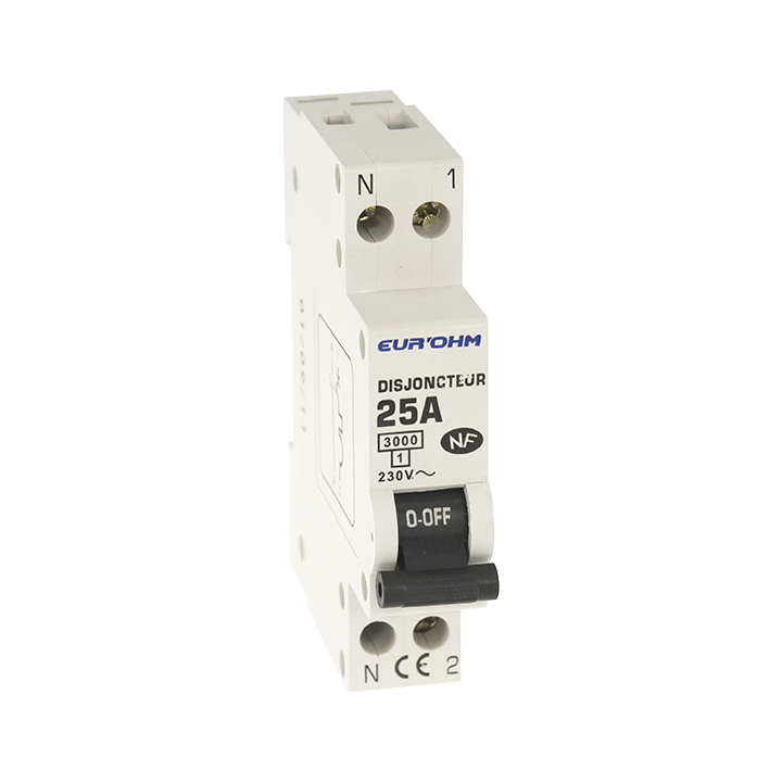 Disjoncteur 1P+N 25A NF, CX vis Haut/Bas 3 KA (D)