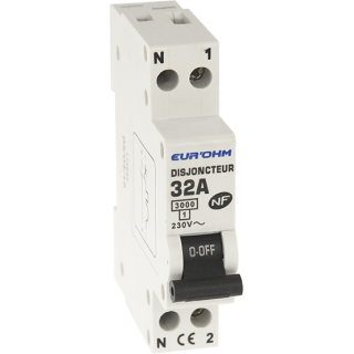 Disjoncteur 1P+N 32A NF, CX vis Haut/Bas 3 KA (D)