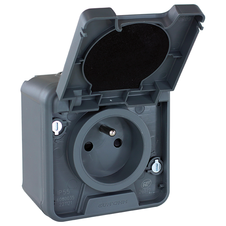 Oxxo Pc 2P+T Gris Saillie Ip55
