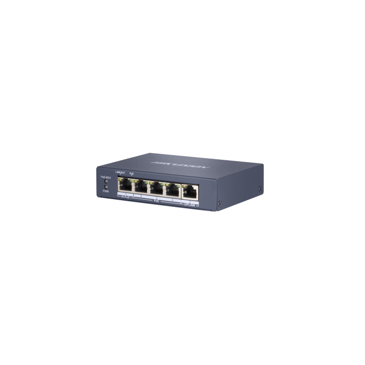 DS-3E0505HP-EL2, Unmanaged, 4 Gigabit RJ45 PoE ports, 1 Gigabit