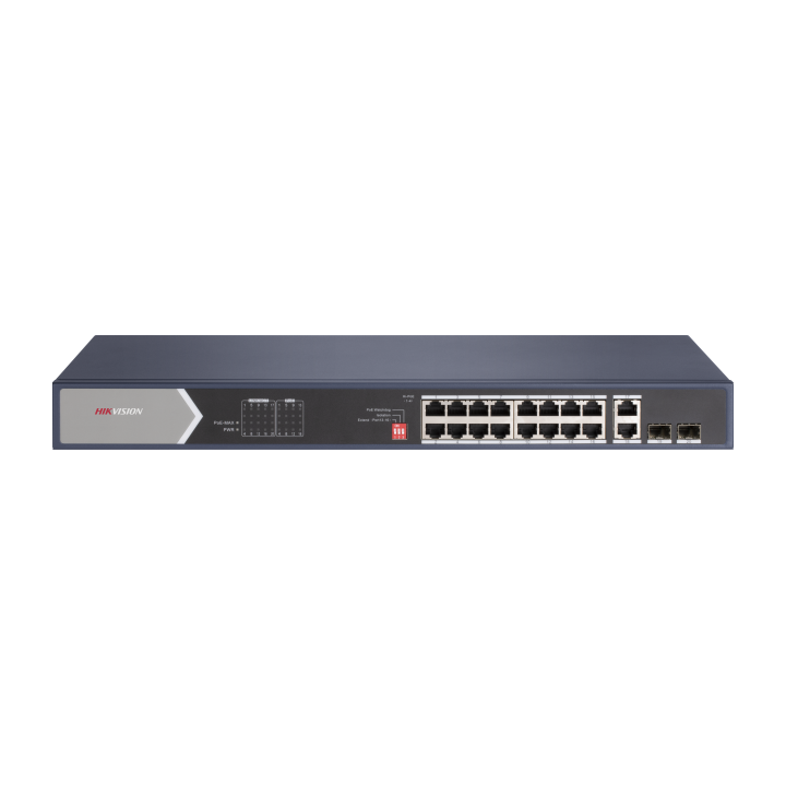 DS-3E0520HP-EL2, Unmanaged, 16 Gigabit RJ45 PoE ports, 2 Gigabit