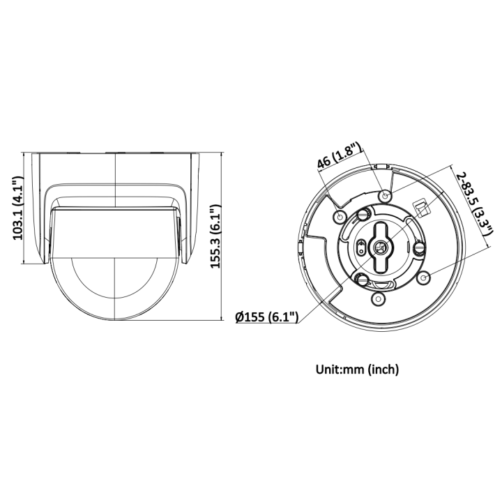 DS-2CD2387G2P-LSU/SL(4mm)(C) Caméra Colorvu Turret 180, 8MP, 130dB, IP67