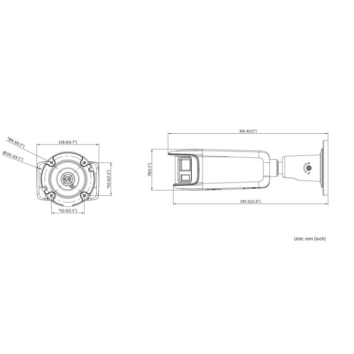 DS-2CD2T87G2P-LSU/SL(4mm)(C)Colorvu Bullet 180, 8MP, 130dB, IP67