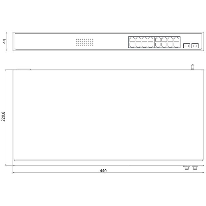 DS-3E1518P-SI, L2 Smart Managed,16Gigabit PoE ports,2Gigabit LAN