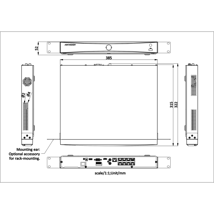 DS-7608NXI-K2/8P AcuSNVR,8chPOE,Max.decodage 12@2mp,2SATA