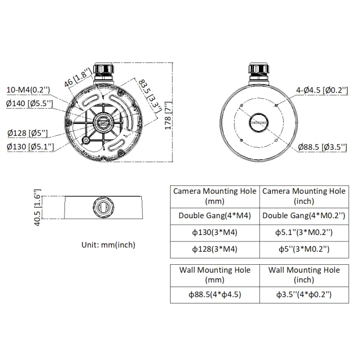 Ds-2280Zj-Wa140 Boîte De Jonction Diamètre 140Mm