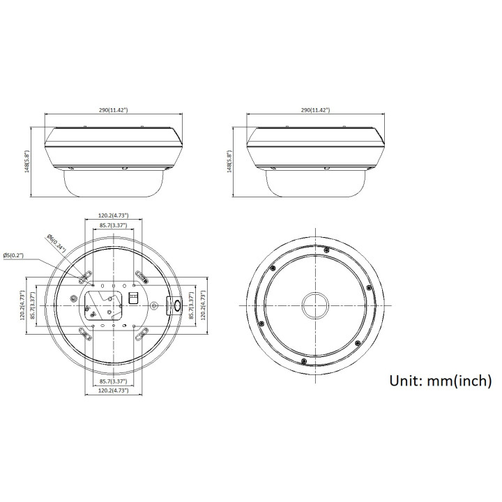 DS-2CD6D44G1H-IZS(2.8-12mm)Panoramic Dome, 4*4 MP, Motorized Var
