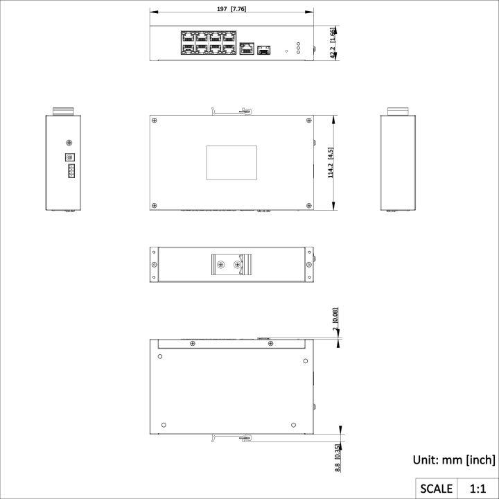 DS-3T1310P-SI/HS L2 INDUST. 8X10/100Mbps PoE + 1SFP GIGA