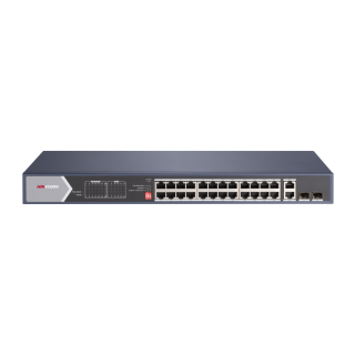 DS-3E0528HP-EL2, Unmanaged, 24 Gigabit RJ45 PoE ports, 2 Gigabit