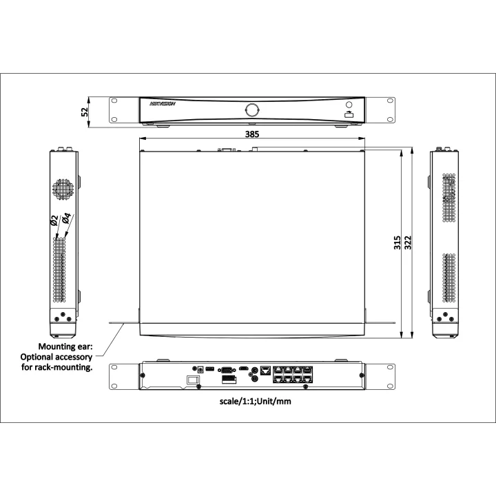Ds-7608Nxi-K2/8Pd Enregistreur Nvr Acusense Série K,8Poe. 2 Hdd