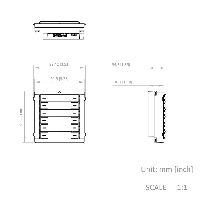 Ds-Kd-K12/ Module De Clavier Pour Poste De Porte Modulaire, 12 Touches Physiques, Saillie, Argent