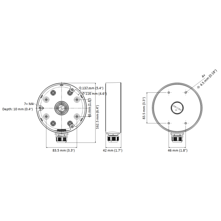 DS-1280ZJ-DM21Hik black Aluminum alloy 162×137×42mm 250g*