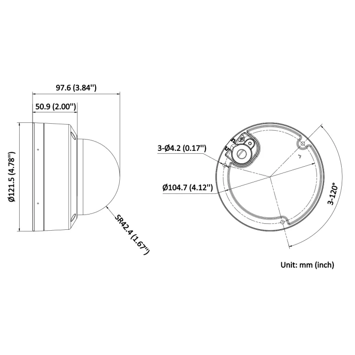 Ds-2Cd1763G2-Lizsu28-12Mm Caméra Dome, 6 Mp, Fixed Lens, Normal, 21-