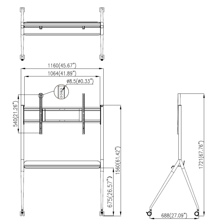 Ds-D5Abky2-S Support Mobile, Adapté Pour 55-75 Pouces