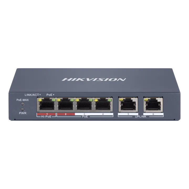 Ds-3E1106Hp-Ei Switch Manageable 4 Ports Poe + 2 Ports Rj45, Plug & Play 300M