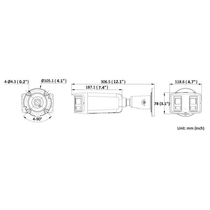 Caméra Bullet Fixe Panoramique 4 Mp Acusense Avec Alarme Visuelle Et Audio Intégrée