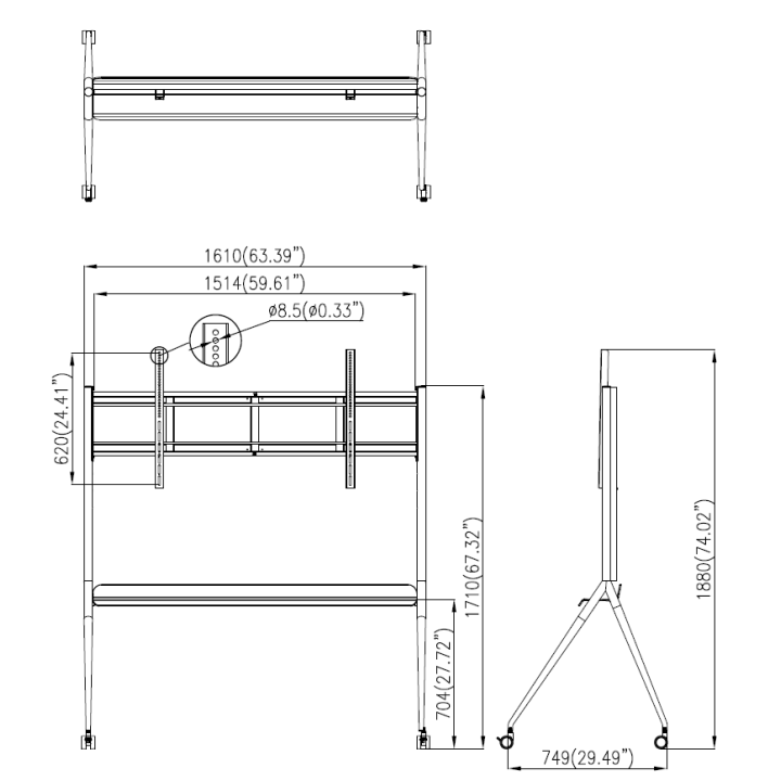 DS-D5ABKY2-B Mobile Bracket, suitable for 86"(DS-D5B Series)