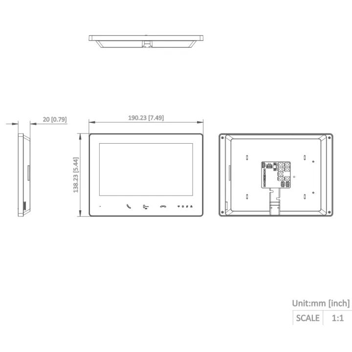 Ds-Kh7300Ey-Wte2/White Station Intérieure 2 Fils À Écran Tactile Ips 7" Avec 3 Boutons Tactiles, Blanc