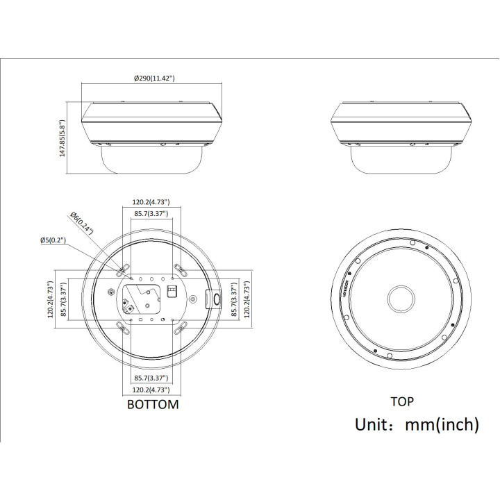 Ds-2Cd6D54G2-Izhs28-8MmMulti-Capteur 360° 4X5Mp, 28-8Mm,Poe