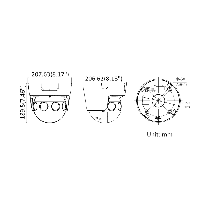DS-2CD6944G0-IHS(2.8mm)(D) Panoramic Dome, 16 MP, Multi-Lens, No