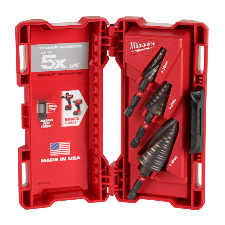 Coffret Forets Étagés Shockwave 3Pcs-Ø 4 À 12 Mm, Pas De 1 Mm, Ø