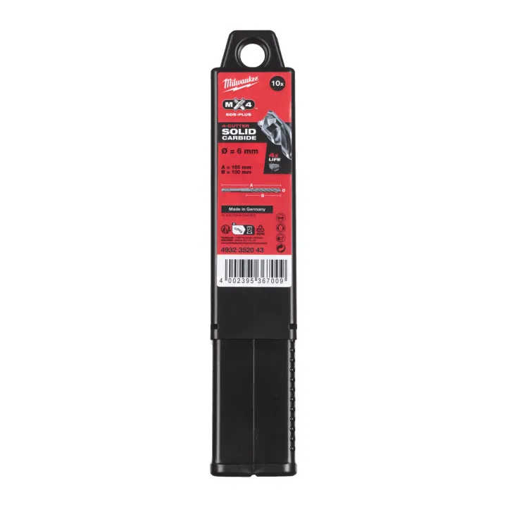 Foret Sds Plus Mx4 4 Taillants Pack De 10 Pcs