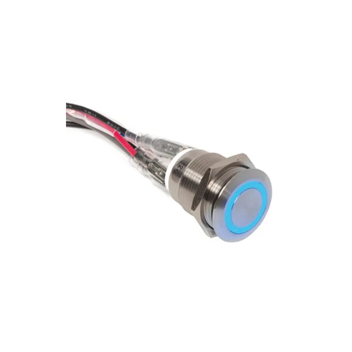 Bouton poussoir Inox NO/NF précâblé - Lumineux 