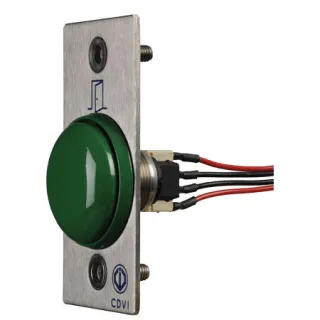 Bouton poussoir NONF Choc - Vert - Précâblé - plaque porte inox 