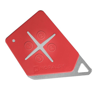 Emetteur 4 boutons 868MHz rouge bi-techno mifare code site Noralsy