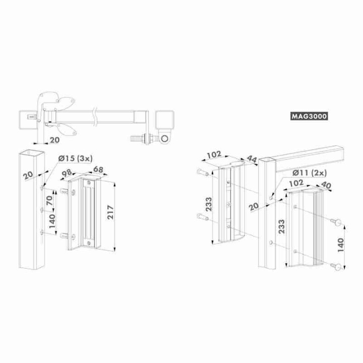 Ventouse Électromagnetique En Applique + Poignées Pour Portails Battants