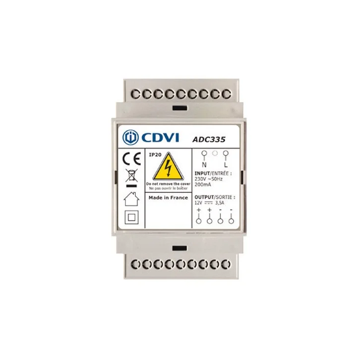 Alimentation à découpage 12V DC 3,5A non-secourue • 3 modules rail DIN protégés