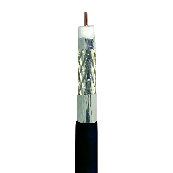 Cable 17 patc noir classe a - en touret de 100 metres - dual foil diametre 6,8mm