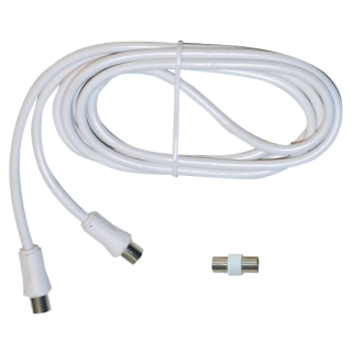 Cordon TV '9,52' M/M surmoulés + Adaptateur coaxial '9,52' F/F - Longueureq. 200cm