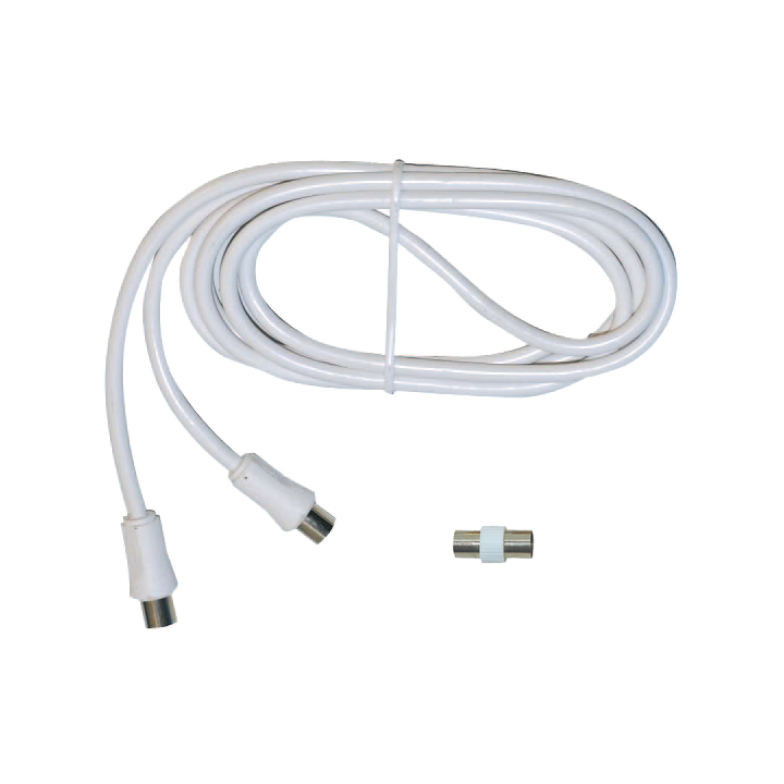 Cordon TV '9,52' M/M surmoulés + Adaptateur coaxial '9,52' F/F - Longueureq. 200cm