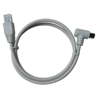 Cordon balun coudé rj45 / iec 9,52 mm mâle - blanc - connecteur rj45 blindé - 2M