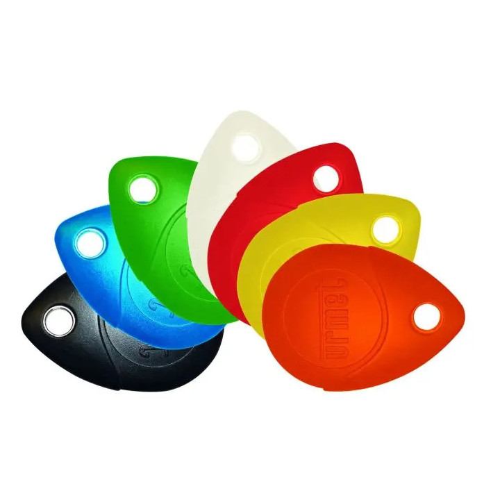 Clé Mifare personnalisée 13.56 MHz vert, étanche IP68, antichoc IK8.